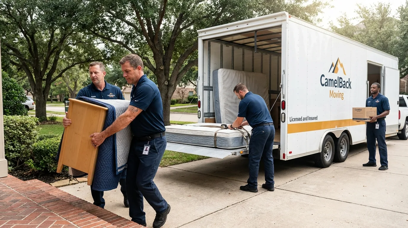 Crew loading residential truck for cross-state move from Vardaman, MS